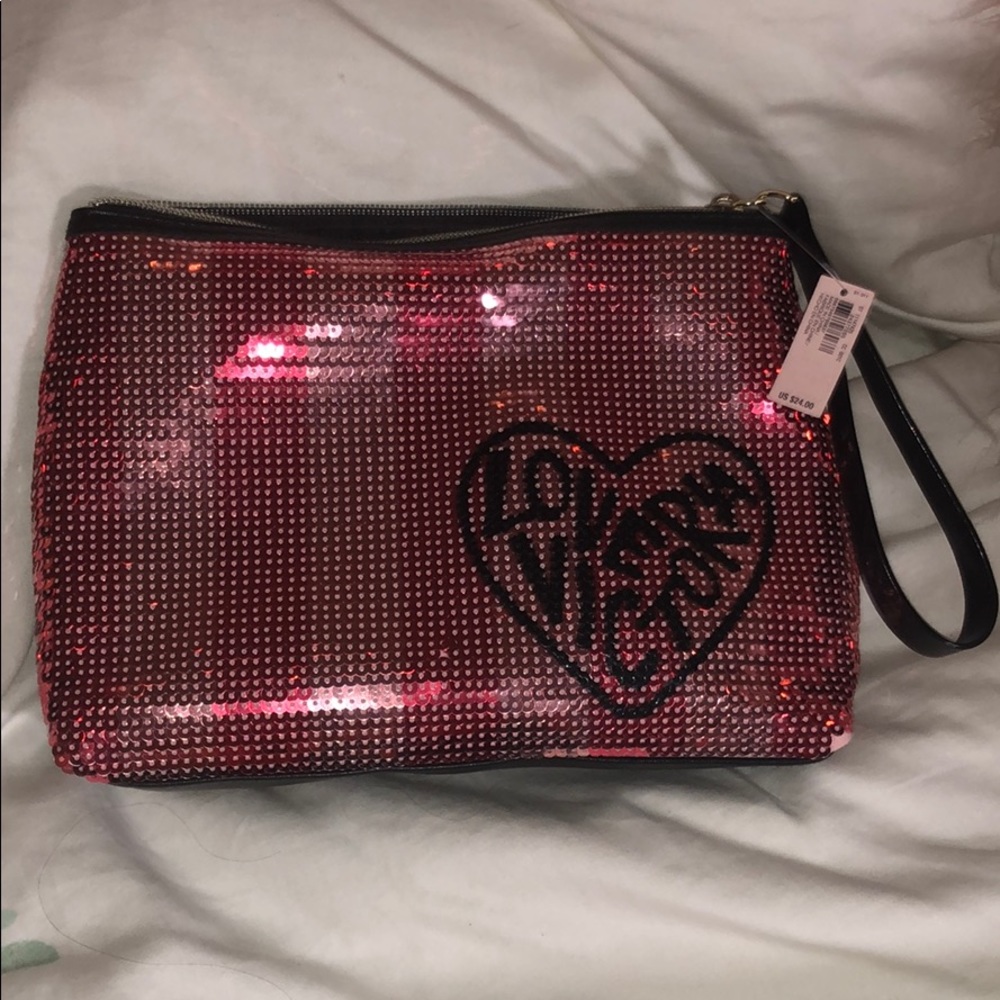NWT Victoria secret pink sequined pouch